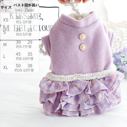 2色の新金犬の服かわいい猫のバブルスリーブロリータお姫様リボン本ピンクワンピース新生ミルク犬のミルク猫の子犬マシュマロ小型犬ペットテディ服CXDZ23
