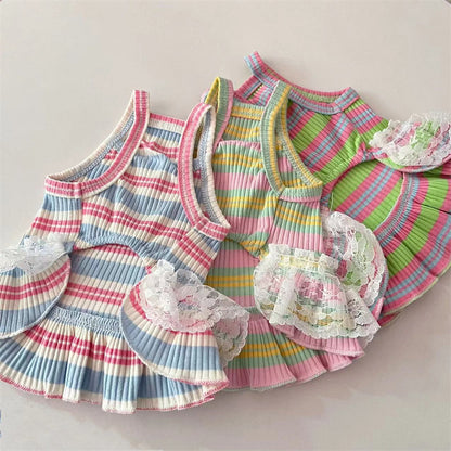 [犬 服]犬 洋服 ins人気商品 ペット春夏レースホルタードレス小型犬犬猫服