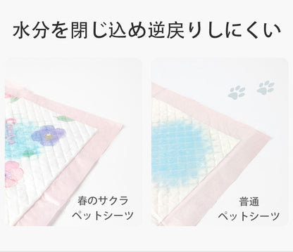 ペットシーツ サクラ柄入り ペットシート薄型　サイズ選択可 レギュラー ワイド スーパーワイド かわいいな柄付き