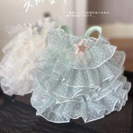 メガ割 24天星いっぱいのウェディングドレスドレス甘い犬のペット服猫のスカートテディ王女のスカート