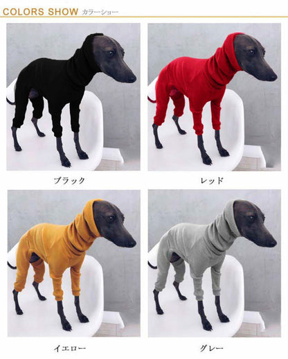 新品掲載！タートルネックドッグウェアペットウェア袖あり中型犬大型犬パジャマイタグレサルーキ犬服ックスリムフィット長袖tシャツカットソー部屋着あったか