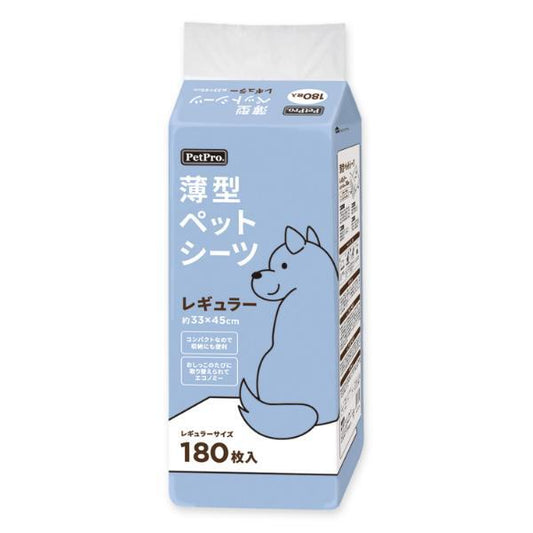 <a href="https://www.qoo10.jp/gmkt.inc/Search/brand.aspx?brandno=112304" target="_blank" class="title_brand" id="btn_brand" title="ペットプロ">ペットプロ</a>薄型ペットシーツ レギュラー 180枚入り