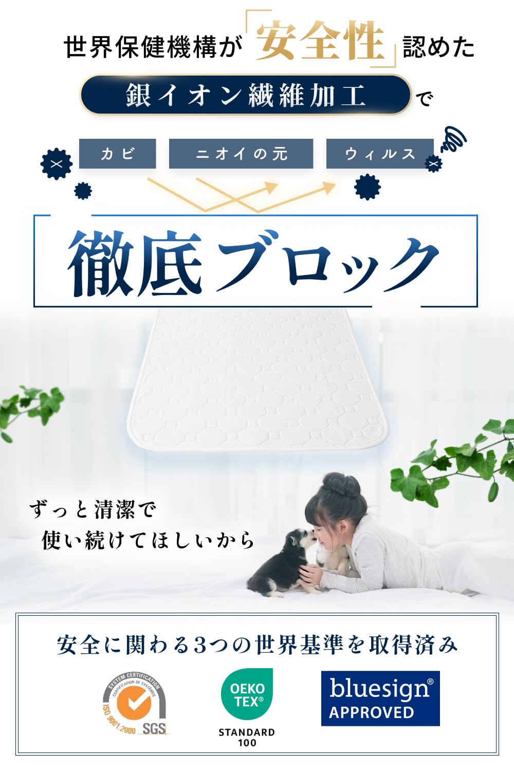 【瞬間吸水モデル × 動物看護師と開発】洗えるペットシーツ 2枚入り 犬猫兼用 速乾3Dメッシュ 再利用可能犬用トレーニングパッド [厚労省が安全性を認めた銀イオンによる抗菌・防カビ加工] (XL (