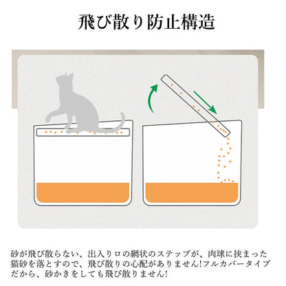 トイレ フルカバー 掃除簡単 ねこのトイレ 大型 スコップ付き 脱臭抗菌 大容量 大きめ 密閉防臭 猫 ニオイ対策 丸洗い ねこといれ