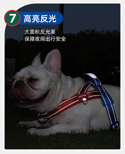 熱い販売のペット胸および背部サドルの爆発証拠の穿孔器 快適な子犬の胸の馬具の屋外の犬の鎖の色ブロックの夏