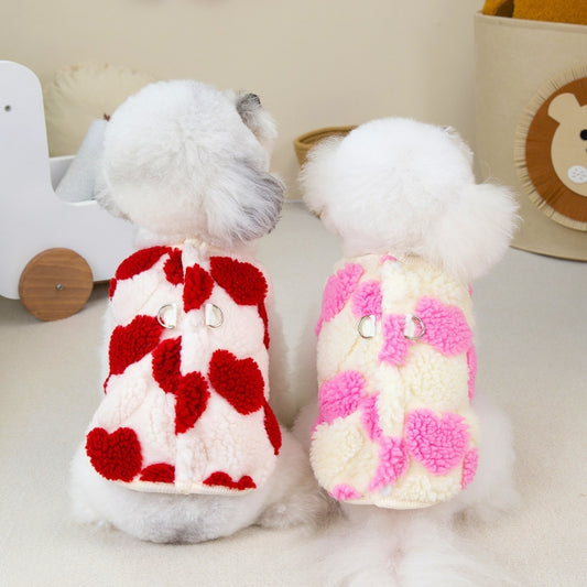 本日の限定商品犬の服猫小型犬ペット用品快適な暖かいテディ愛ハート二本足フリース