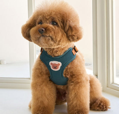 ペット胸ストラップ牽引セット小型犬外出ベスト式牽引ロープ通気テディ熊犬ロープ メガ割ワンピースパンツトートバッグ