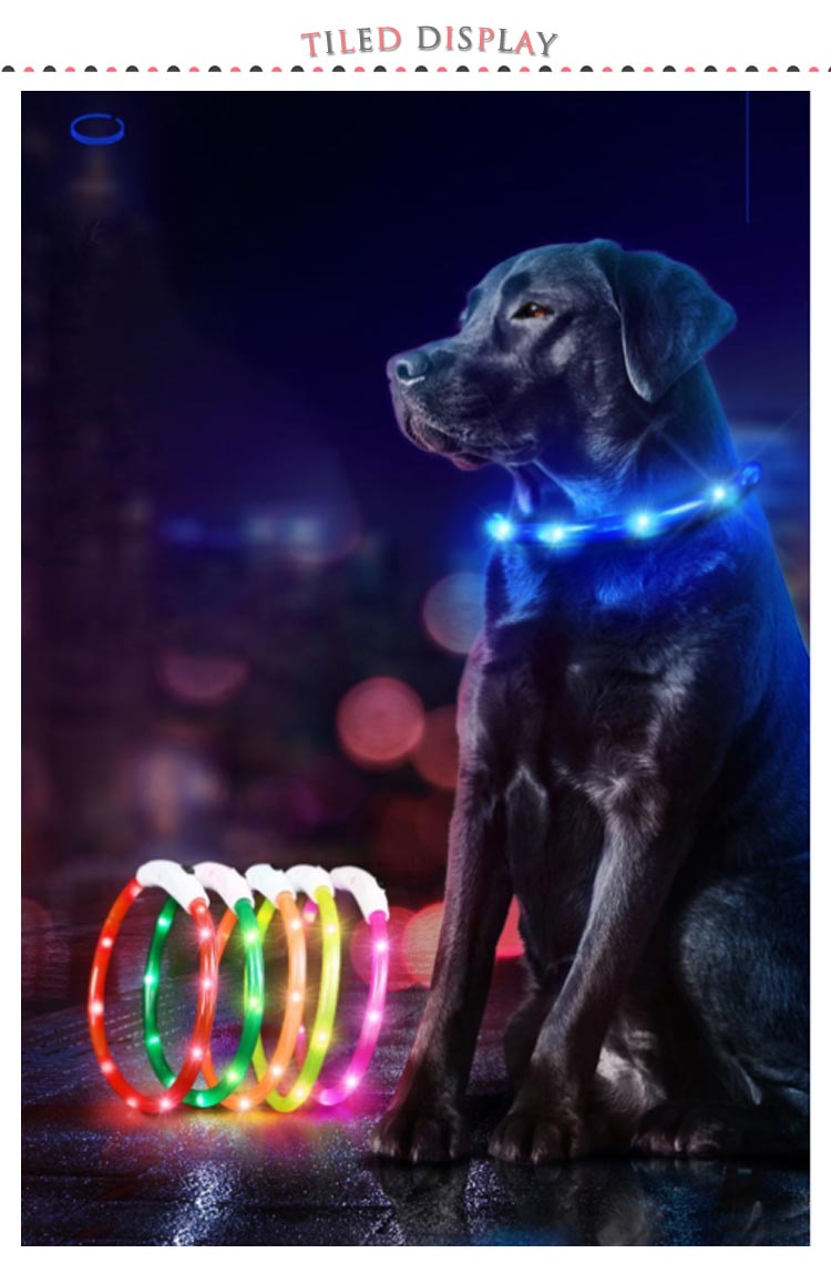 光る首輪 犬用 点灯 led USB充電式 LED光る首輪 LEDライト首輪 散歩 防水 軽量 猫 ワンちゃんの安全対策 サイズ調整可 発光首輪 事故防止 ペット用 小型犬 中型犬 母の日 S M L
