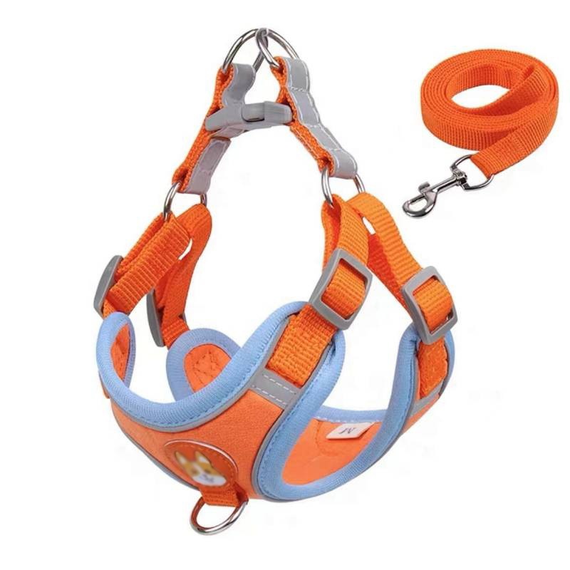 小型犬用 ベスト型ハーネス＆リード２点セット 小型犬ハーネス 首の負担軽減 胸や腹部に優しい