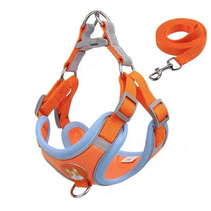 小型犬用 ベスト型ハーネス＆リード２点セット 小型犬ハーネス 首の負担軽減 胸や腹部に優しい