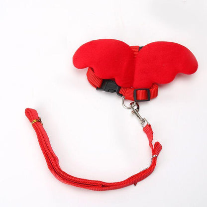 工ガ割-ハーネス リード 2点セット 犬用 ペットグッズ 天使の羽 胴輪 散歩紐 ワンタッチバックル 長さ調節可能 犬用品 犬グッズ 猫 ネコ 超小型犬 小型