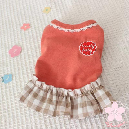 大人気 上品 ペット服 安い 犬 春 夏 秋 チェック タンクトップ ワンピース かわいい 可愛い ハイブランド 猫 ドッグウェア