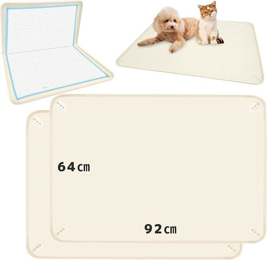 <a href="https://www.qoo10.jp/gmkt.inc/Search/brand.aspx?brandno=133932" target="_blank" class="title_brand" id="btn_brand" title="fabuon life">fabuon life</a>2025年新モデル 犬 猫 シリコン トイレ トレー ペットマット 食事マット お手入れ簡単 ワイド スーパーワイド 薄型 防水(アイボリー, XL（92cmx64cm）x2枚セット)
