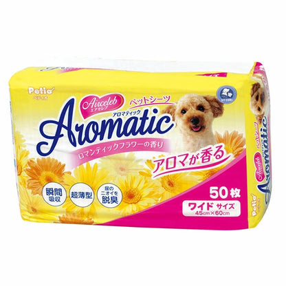 <a href="https://www.qoo10.jp/gmkt.inc/Search/brand.aspx?brandno=66334" target="_blank" class="title_brand" id="btn_brand" title="ペティオ">ペティオ</a>エアセレブ アロマティック ペットシーツ ワイド 50枚 犬猫用 ネコ シーツ ワイド 香料付 高分