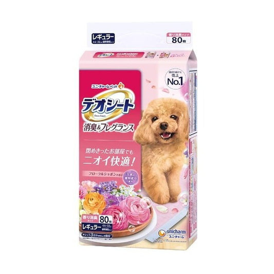 <a href="https://www.qoo10.jp/gmkt.inc/Search/brand.aspx?brandno=18151" target="_blank" class="title_brand" id="btn_brand" title="ユニ・チャーム">ユニ・チャーム</a>デオシート 消臭&フレグランス フローラルシャボンの香り レギュラー 80枚