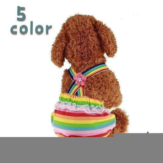 新品入荷 犬用サニタリーパンツ マナーパンツ ドッグウェア ペット用品 生理パンツ ボーダー 花 フラワー かわいい カラフル レース レインボー