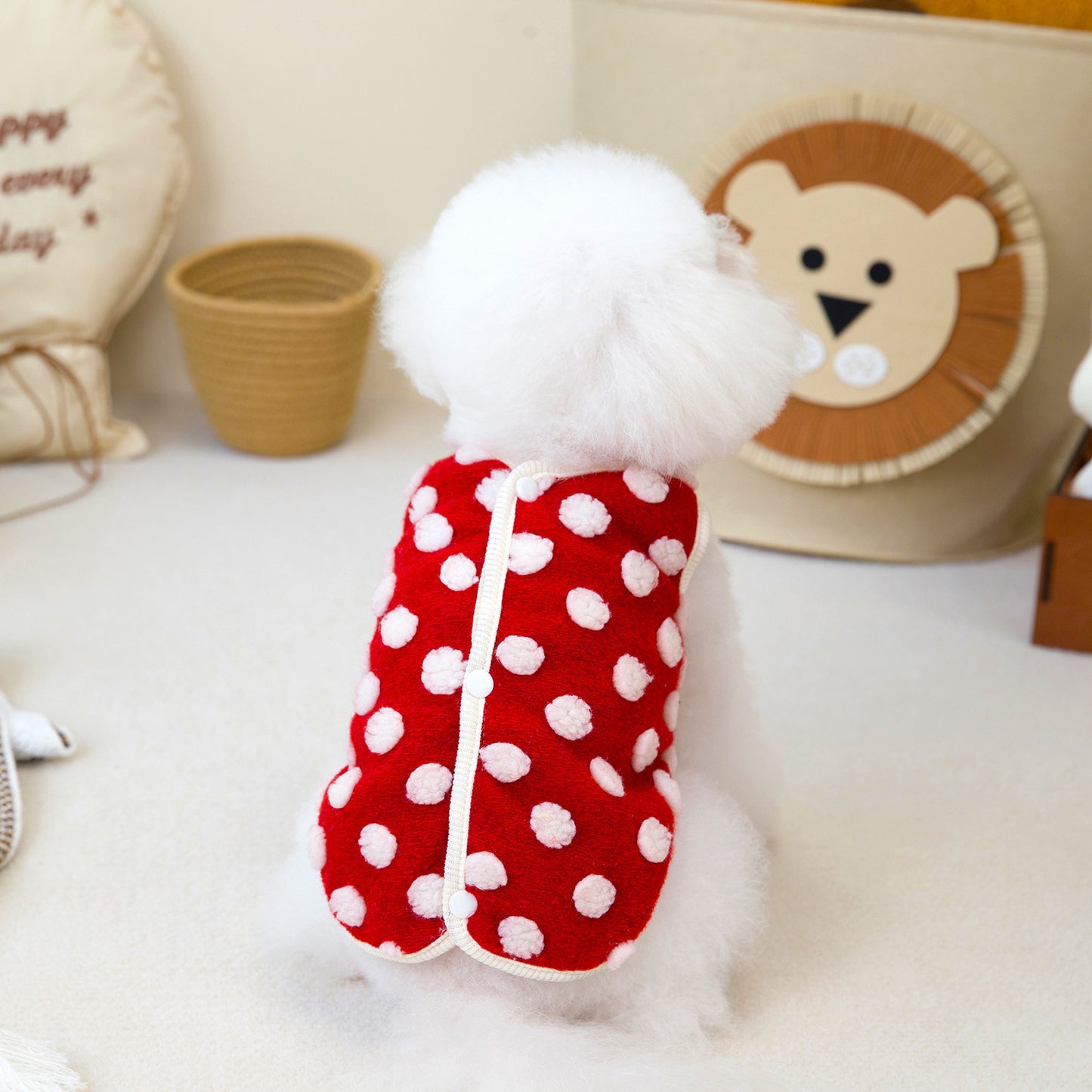 人気ペット用品犬服猫小型犬快適テディキュービック水玉フリースベスト