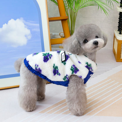 本日の限定商品犬の服ペットの服小型犬や猫が秋と冬に暖かく快適に着用することができますガーデンフラワーコートに代わって