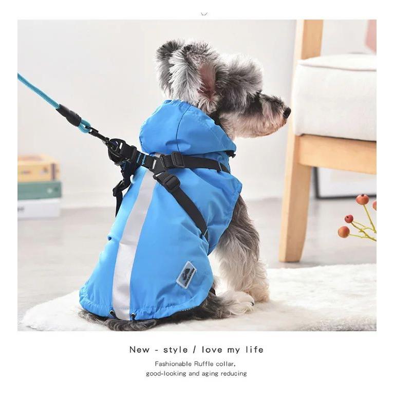 新商品プロモーション，数量限定 犬 猫 レインコート ハーネス 一体型 フード付 服 ウェア ペット ドッグ ドッグウェア 小型犬 中型犬犬 猫