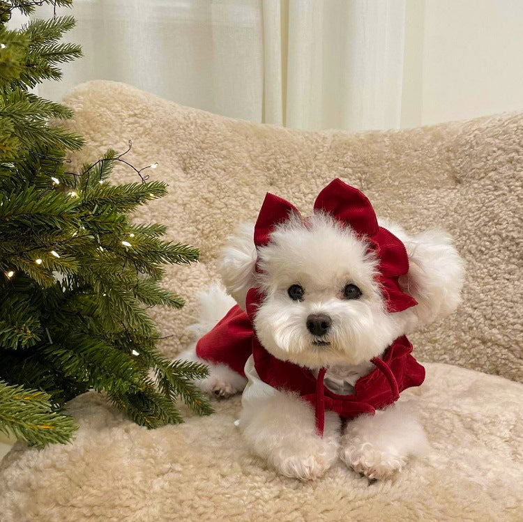 ペット服 クリスマススカート秋冬小型犬ペット猫服