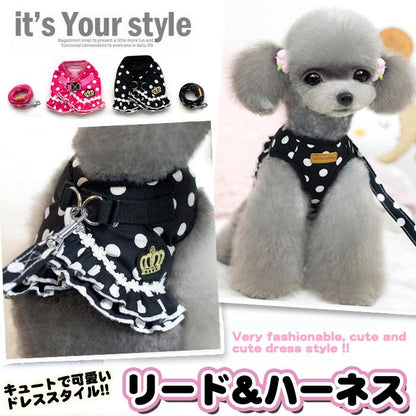 犬 胴輪 キャット ワンピース ハーネス 水玉 ウェアハーネス リード ドレス ペット 付 服 ドッグ