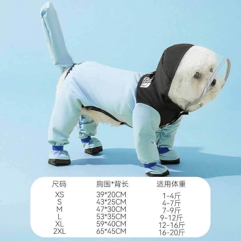 ペット服 牽引可能な子犬のレインコート防水ペット雨の日の服