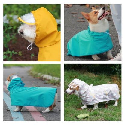 犬のカッパ ペット服 中型 犬用レインコート ドッグウェア 犬レインコート ねこ ハーネス付け可能 カッパ 犬服 帽子付 軽量 犬 いぬ リード穴