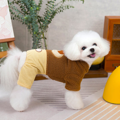 人気犬の服ペットの服小型犬猫が着ることができる秋冬暖かい快適なかわいいクマラムコート