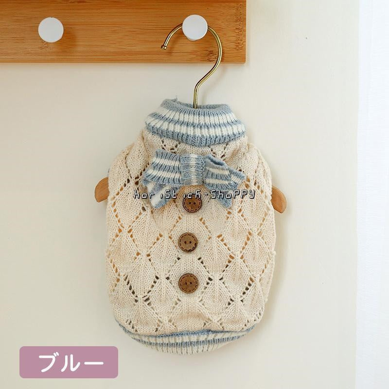 ペット服 犬服 セーター ニット犬服 猫服 リボン ペットウェア ドッグウェア チワワ 防寒 冬 新品 セーター 犬用スウェット 長袖 猫用品 ペット用品