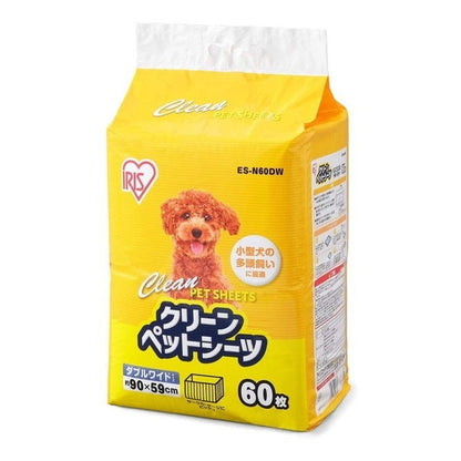 <a href="https://www.qoo10.jp/gmkt.inc/Search/brand.aspx?brandno=49458" target="_blank" class="title_brand" id="btn_brand" title="アイリスオーヤマ">アイリスオーヤマ</a>クリーンペットシーツ ダブルワイド60枚 ES-N60DW