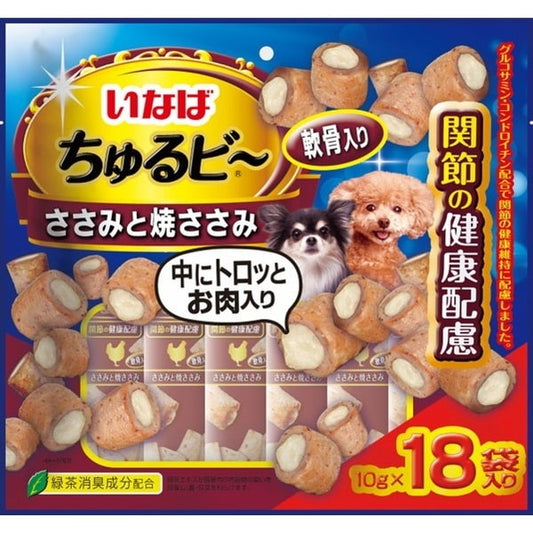 <a href="https://www.qoo10.jp/gmkt.inc/Search/brand.aspx?brandno=77771" target="_blank" class="title_brand" id="btn_brand" title="いなばペットフード">いなばペットフード</a>いなば ちゅるビ ささみと焼ささみ 軟骨入り 関節の健康配慮 10g18袋