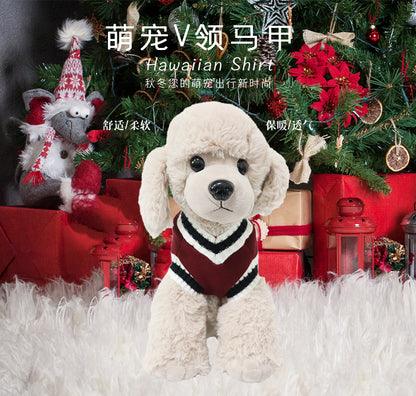ペット 人気 ペットウェアの服秋冬ニットベストVネック学院ベストテディボ犬の服 大型犬 小型犬服