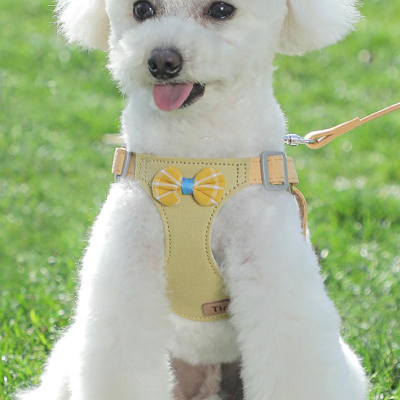 犬 猫 ハーネス リード 胴輪 首輪 2点セット 小型犬 中型犬 脱げない リボン付き 簡単装着 ベスト 抜けない 衝撃吸収 幼犬 うさぎ お散歩