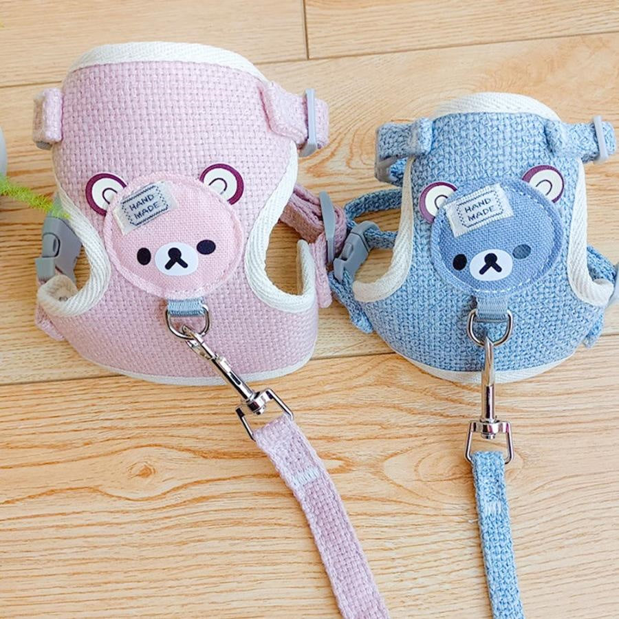 犬 ハーネス リード付き かわいい くまさん ハーネスリードセット おしゃれ 子犬用ハーネス パピー用 脱げない ペットハーネス 小型犬 中型犬 PetGround