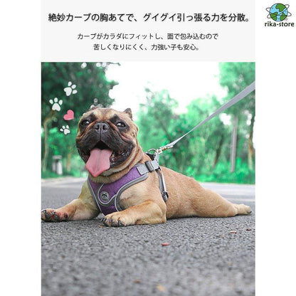 リード 大型犬 反射素材 中型犬 ハーネス リフレクター付き サイズ調整可 負担軽減 2点セット 衝撃緩和 通気性 丈夫 小型犬 かっこいい 頑丈 犬用