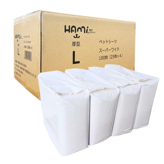 <a href="https://www.qoo10.jp/gmkt.inc/Search/brand.aspx?brandno=122762" target="_blank" class="title_brand" id="btn_brand" title="HAMI PET">HAMI PET</a>厚型ペットシーツ 多頭飼い おしっこ トイレ シート スーパーワイド 100枚