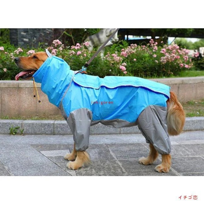 ペット犬用レインコート ポンチョ 大型犬向け 着せすい カッパ 春夏秋冬 モデル リード穴あり 新入庫 雨の日のお散歩に適 ウェア 雨具 防水 軽量 防水服 全身