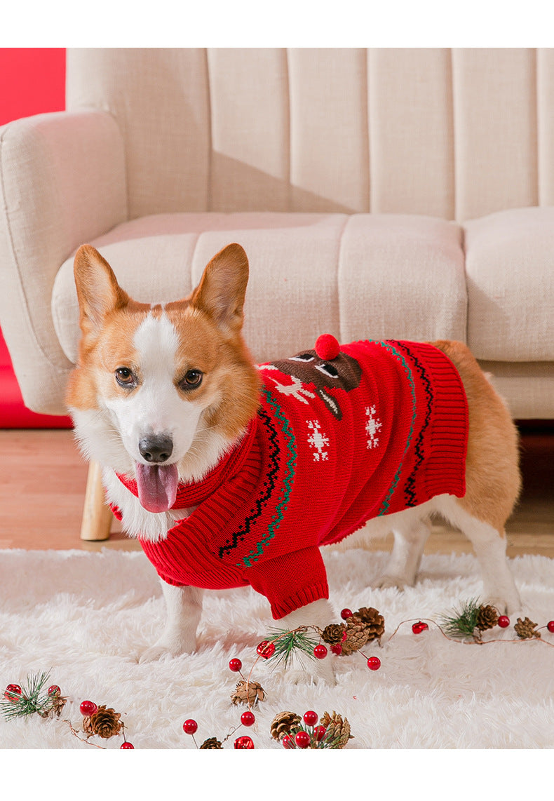 ペット服 新しいクリスマスエルクセーターマフラーセットペット服