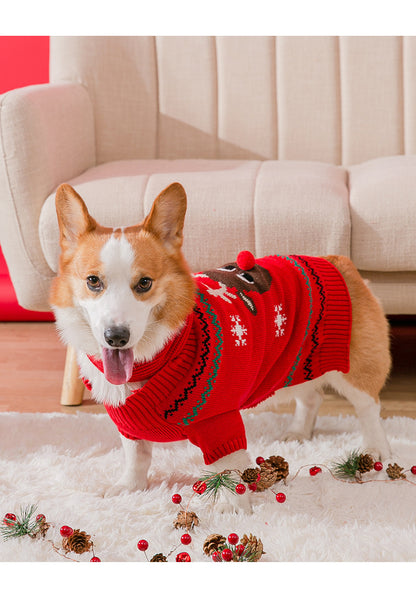 ペット服 新しいクリスマスエルクセーターマフラーセットペット服