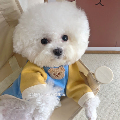 韓国 ペットウェア 新しい切り替えペット冬服 暖かいゆったりペットウェア シンプル中型犬服 可愛い