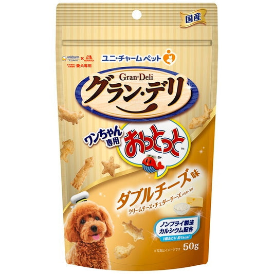 <a href="https://www.qoo10.jp/gmkt.inc/Search/brand.aspx?brandno=18151" target="_blank" class="title_brand" id="btn_brand" title="ユニ・チャーム">ユニ・チャーム</a>グランデリ ワンちゃん専用おっとっと ダブルチーズ味 50g