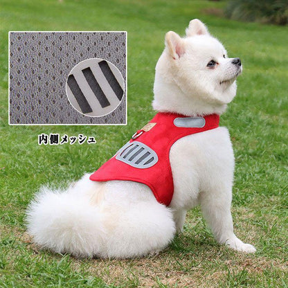 新商品プロモーション，数量限定 犬用 ハーネス 小型犬用 ハーネス リード ２点セット ペット用品 小型犬 全４色 XS S M L 表地柔らかスエード 内側メッシュ 通気性 反射布犬用 ハーネス