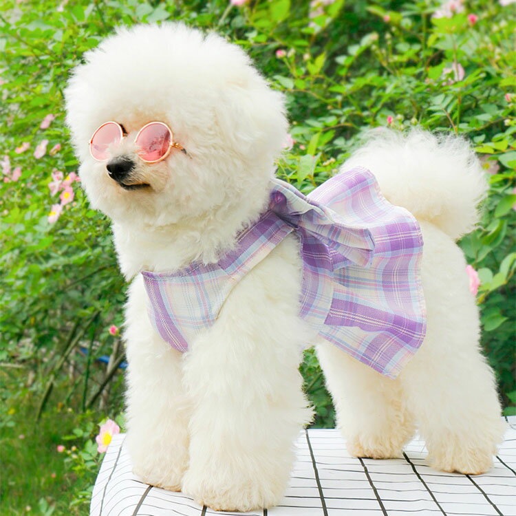 犬服 春 夏 ハーネス チェック柄 制服 JK ワンピース 2点セット 可愛い ドッグウエア 小型犬 中型犬 着脱簡単 引っ張り防止 おしゃれ リード付き お散歩 お出かけ メッシュ 胴輪 ウェアハー