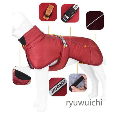 大型犬 中型犬 犬 ジャケット 反射テープ付き ダウン風ジャケット 首元カバー ベスト ウェア ドッグウェア ペット 服 防水 防風 防寒 おしゃれ 可愛い