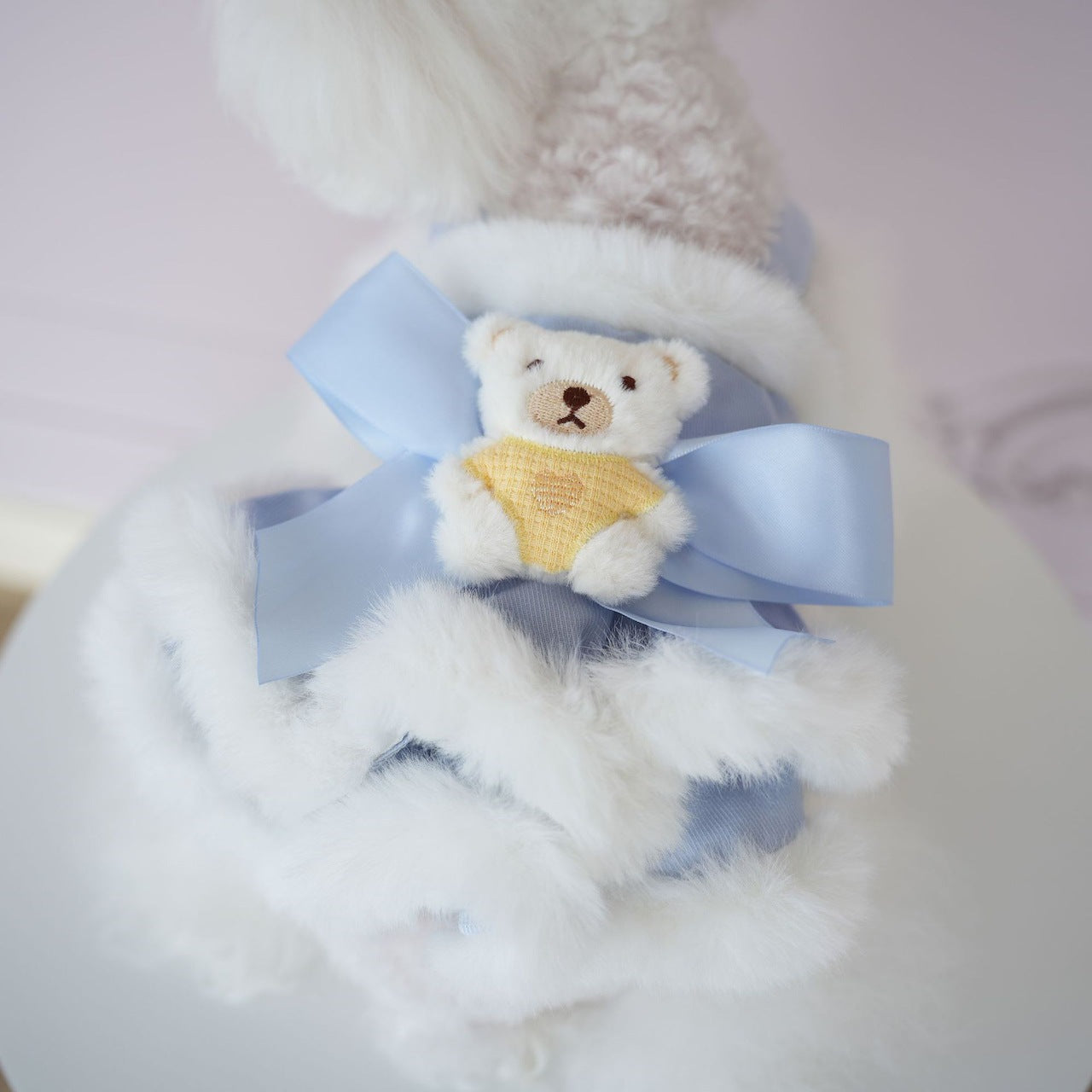 犬服ペット犬服秋冬新作ファーボーダースリングベアドレステディビションコーギー服