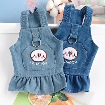 人気沸騰新柄追加 ペット 服 安い 犬 春 夏 秋 冬 デニム ワンピース タンクトップ キャミソール かわいい 可愛い 猫 ドッグウェア