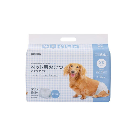 <a href="https://www.qoo10.jp/gmkt.inc/Search/brand.aspx?brandno=49458" target="_blank" class="title_brand" id="btn_brand" title="アイリスオーヤマ">アイリスオーヤマ</a>アイリスオーヤマ ペット用おむつ XSサイズ 64枚入り 2個セット