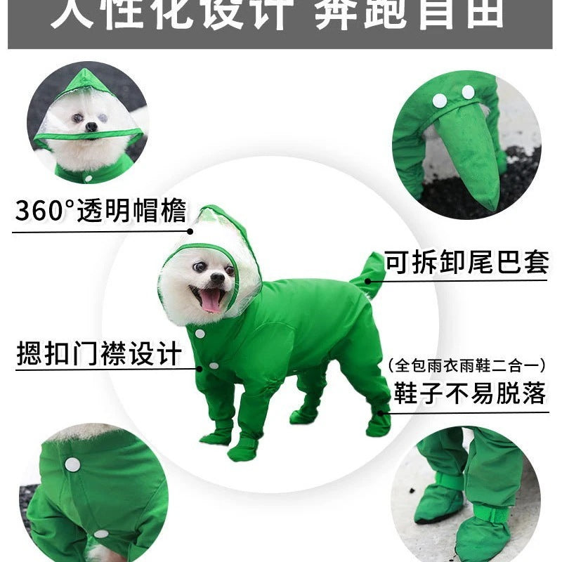 人気牽引可能子犬犬4本足マッキントッシュ防水オールインワン足付き小型犬