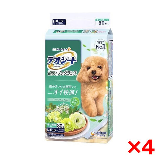 <a href="https://www.qoo10.jp/gmkt.inc/Search/brand.aspx?brandno=18151" target="_blank" class="title_brand" id="btn_brand" title="ユニ・チャーム">ユニ・チャーム</a>4個セット デオシート 消臭&フレグランス グリーンアロマの香り レギュラー 80枚