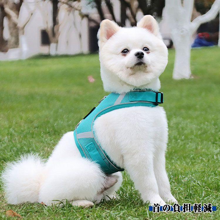 新商品プロモーション，数量限定 犬用 ハーネス 小型犬用 ハーネス リード ２点セット ペット用品 小型犬 全６色 XS S M L リード15ｍ ハンドル 反射布 メッシュハーネス犬用 ハーネス